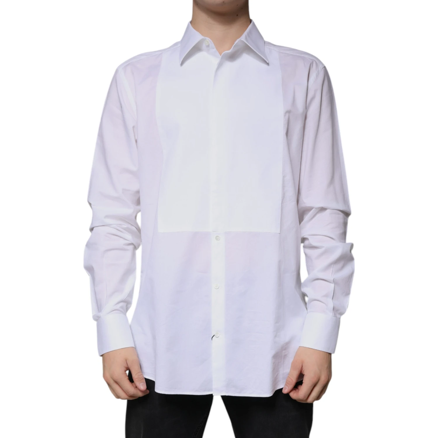 White Bib Cotton Poplin GOLD Formal Shirt