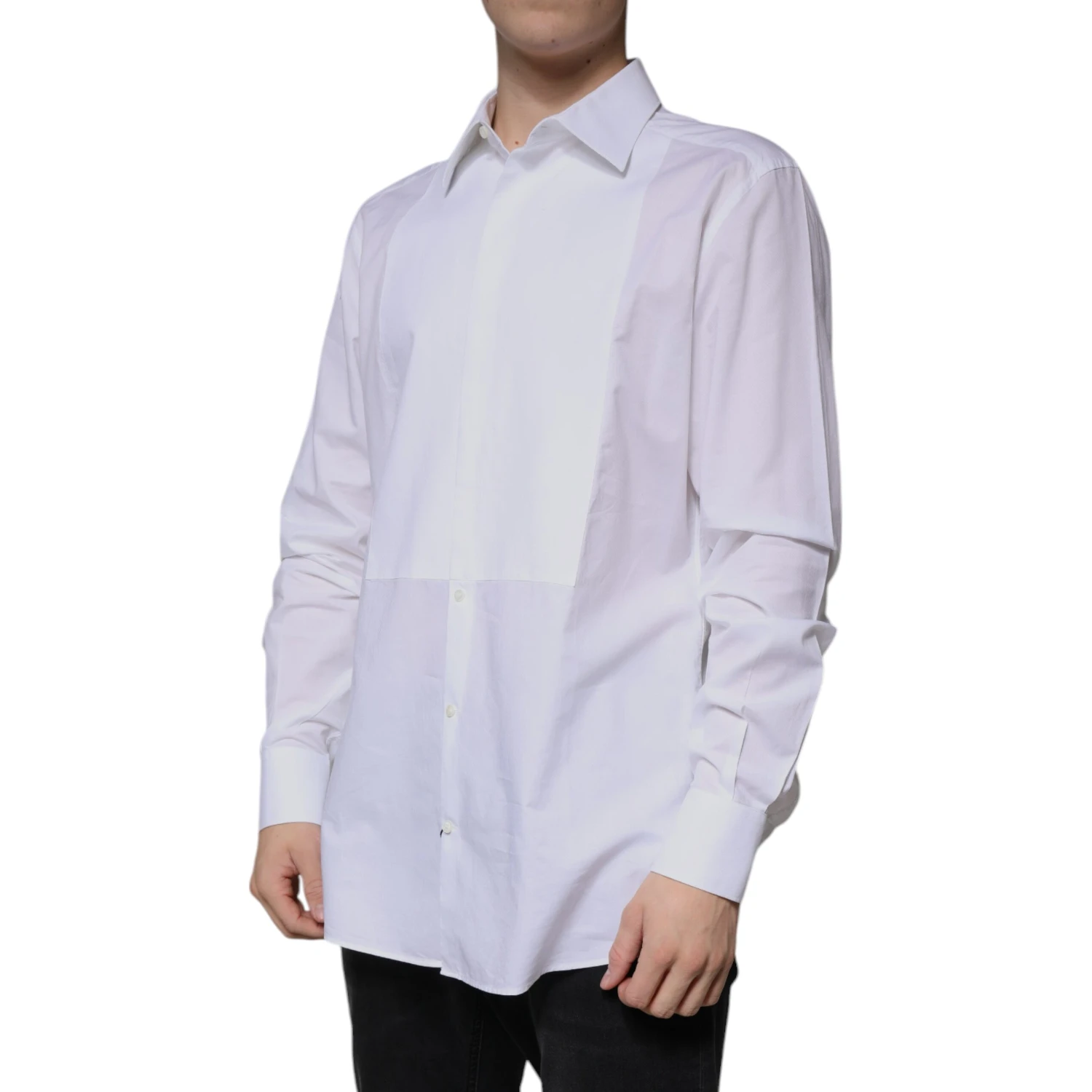 White Bib Cotton Poplin GOLD Formal Shirt