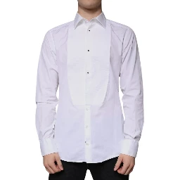 White Bib Cotton Poplin GOLD Men Formal Shirt