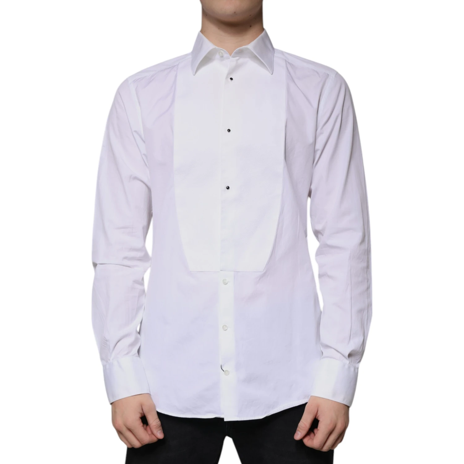 White Bib Cotton Poplin GOLD Men Formal Shirt