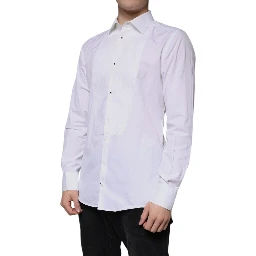 White Bib Cotton Poplin GOLD Men Formal Shirt