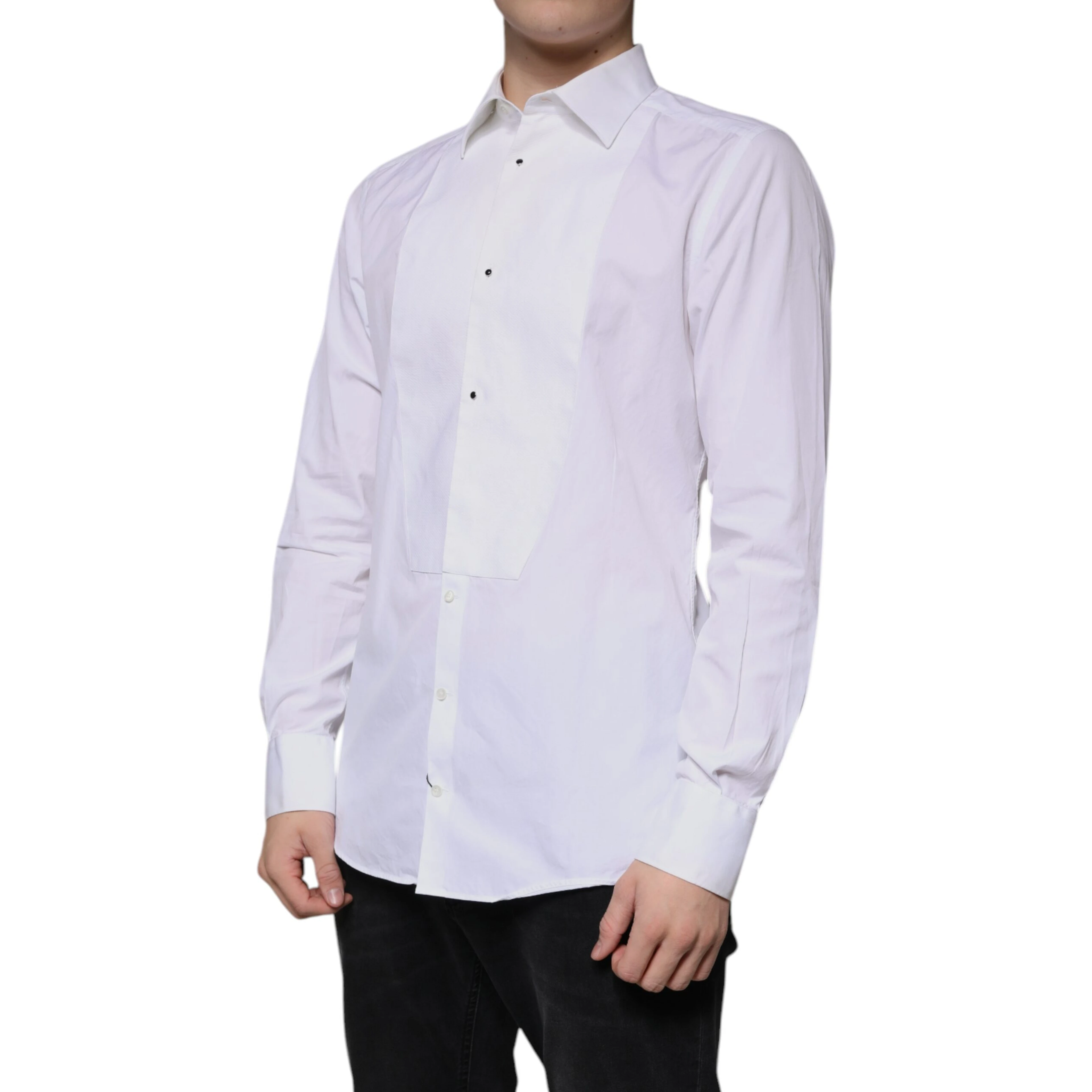 White Bib Cotton Poplin GOLD Men Formal Shirt