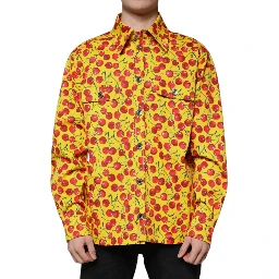 Yellow Cherry Button Down Men Casual Shirt