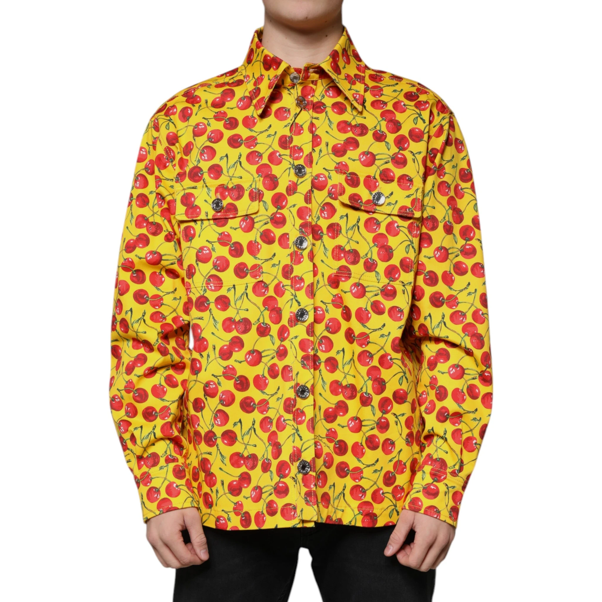 Yellow Cherry Button Down Men Casual Shirt