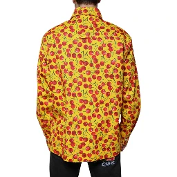 Yellow Cherry Button Down Men Casual Shirt