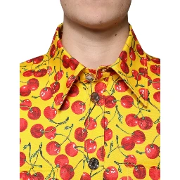 Yellow Cherry Button Down Men Casual Shirt