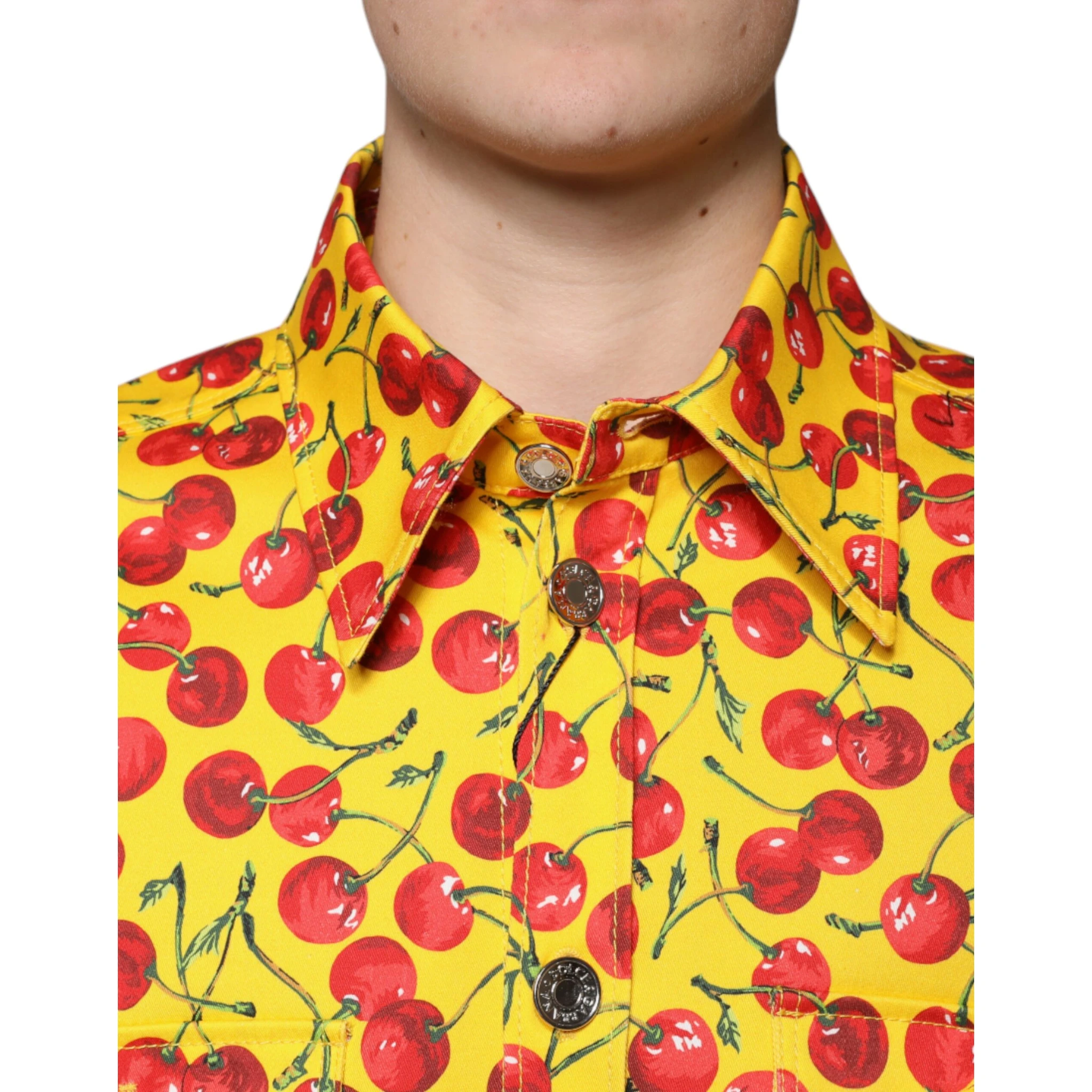 Yellow Cherry Button Down Men Casual Shirt