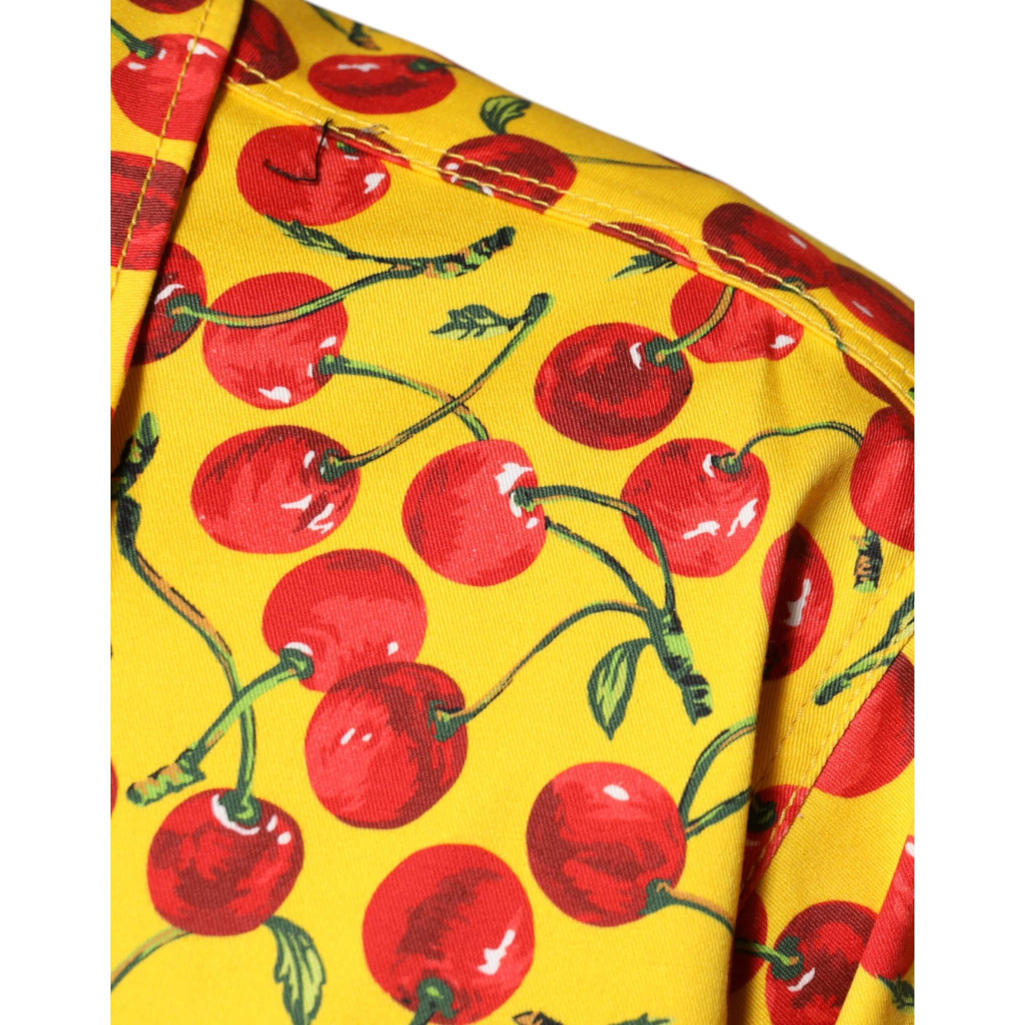 Yellow Cherry Button Down Men Casual Shirt