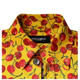 Yellow Cherry Button Down Men Casual Shirt