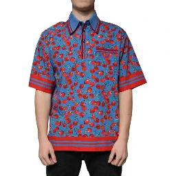Blue Cherry Cotton Collared Men Polo T-shirt