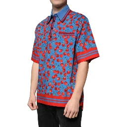 Blue Cherry Cotton Collared Men Polo T-shirt
