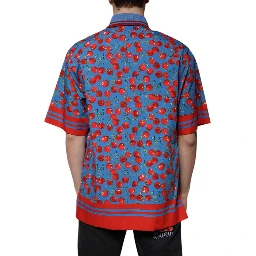 Blue Cherry Cotton Collared Men Polo T-shirt