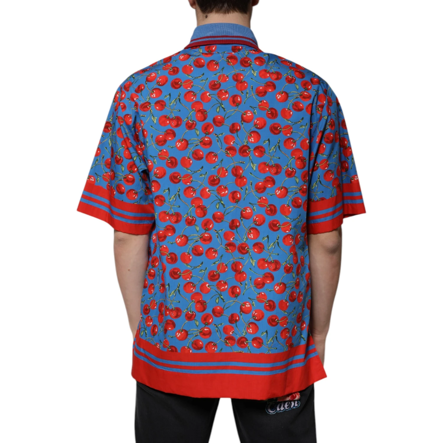 Blue Cherry Cotton Collared Men Polo T-shirt
