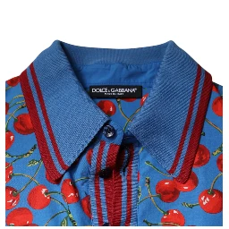 Blue Cherry Cotton Collared Men Polo T-shirt