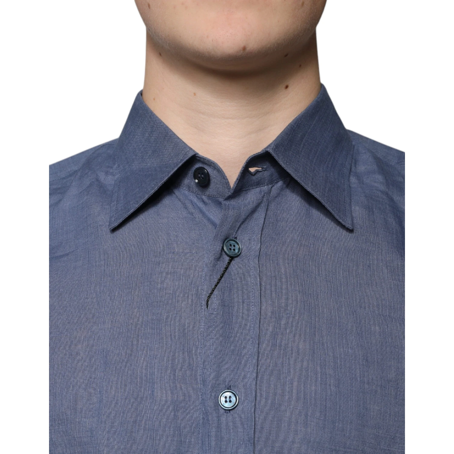 Blue Logo Long Sleeve Button Down Casual Shirt