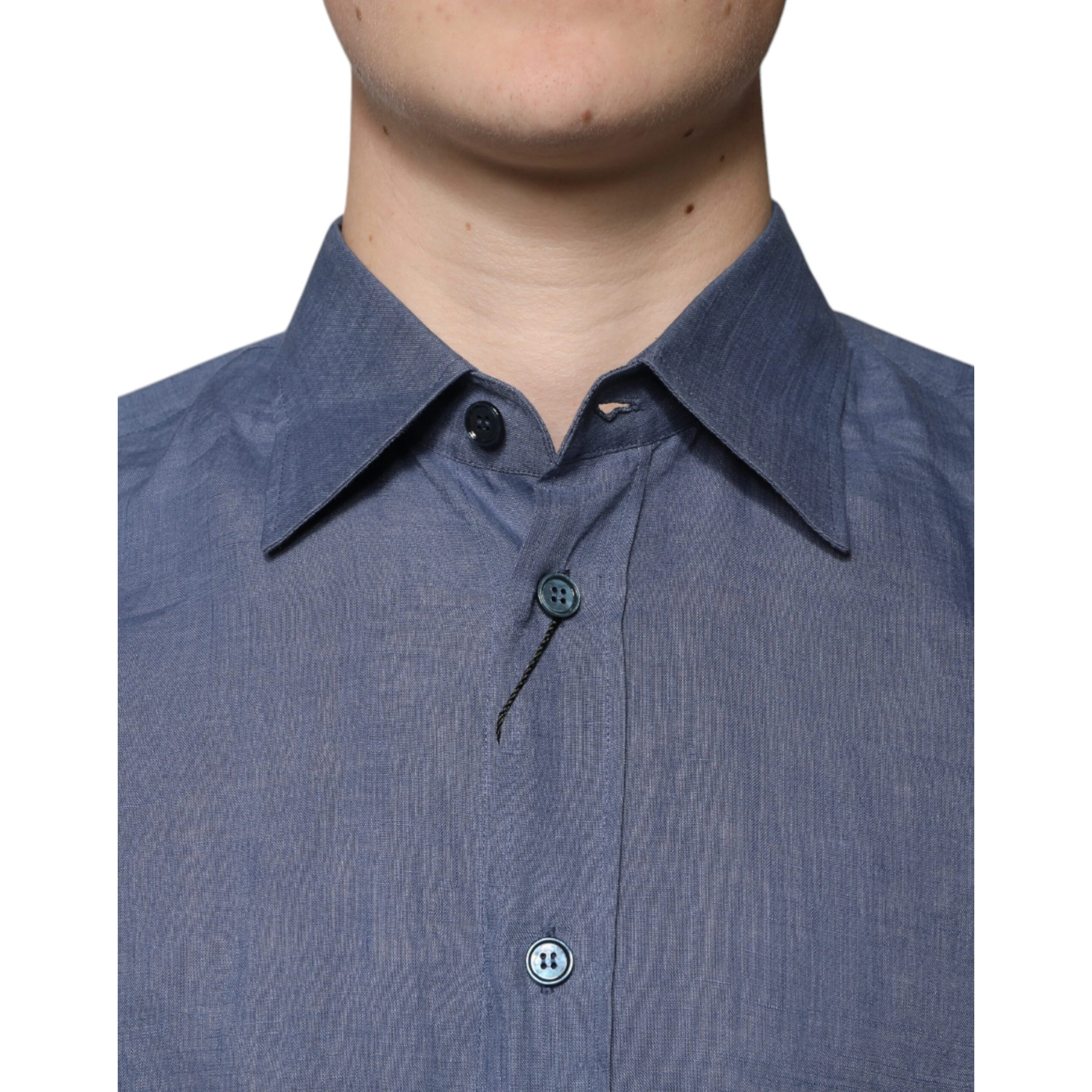 Blue Logo Long Sleeve Button Down Casual Shirt