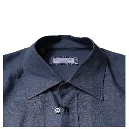 Blue Logo Long Sleeve Button Down Casual Shirt