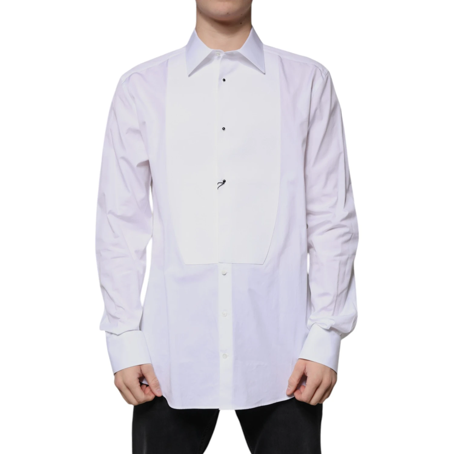 White Bib Cotton Poplin GOLD Formal Shirt