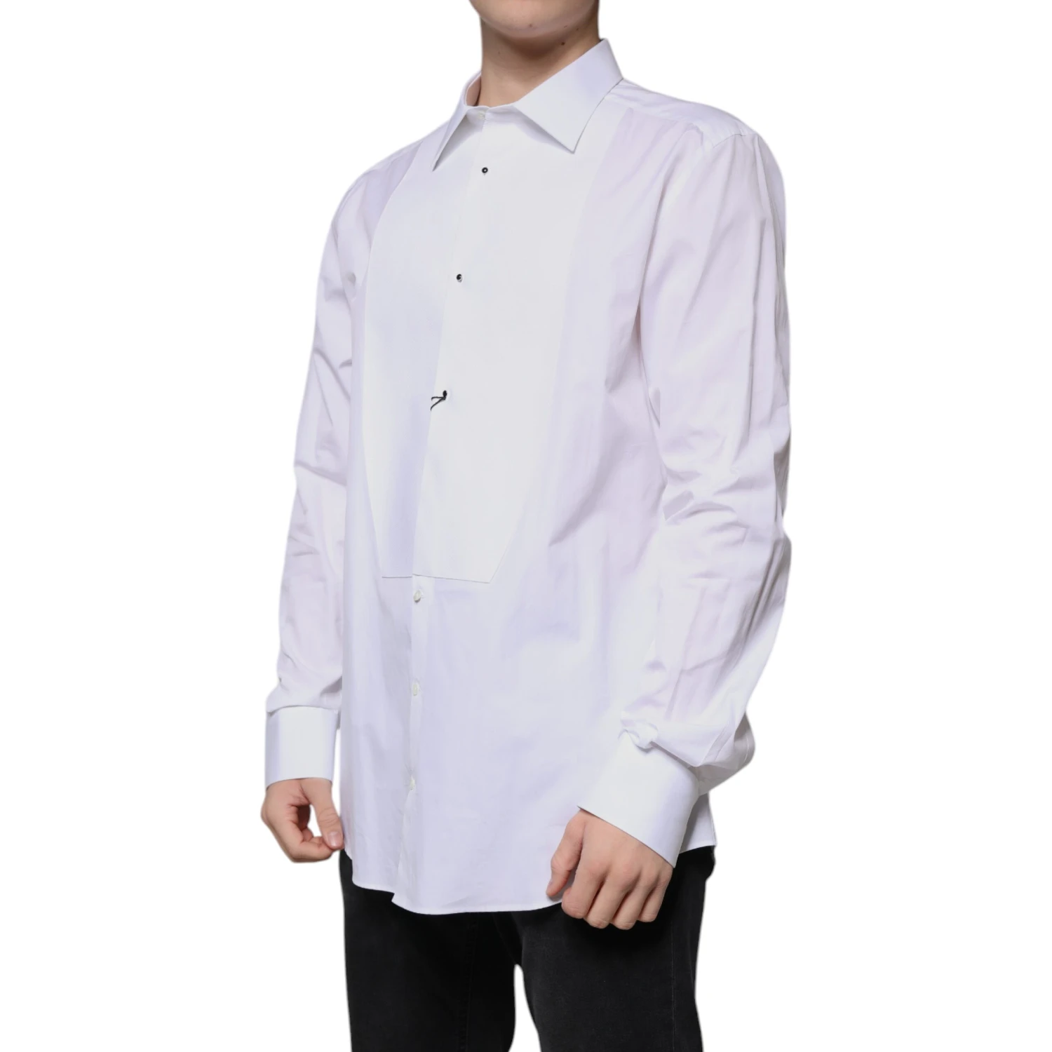 White Bib Cotton Poplin GOLD Formal Shirt