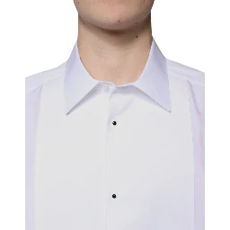 White Bib Cotton Poplin GOLD Formal Shirt