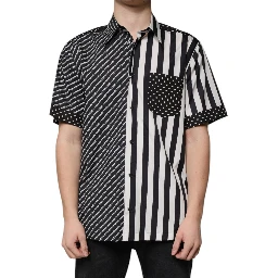 Black White Striped Button Down Casual Shirt
