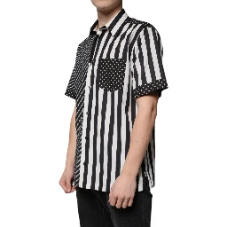 Black White Striped Button Down Casual Shirt