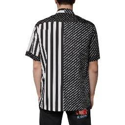 Black White Striped Button Down Casual Shirt