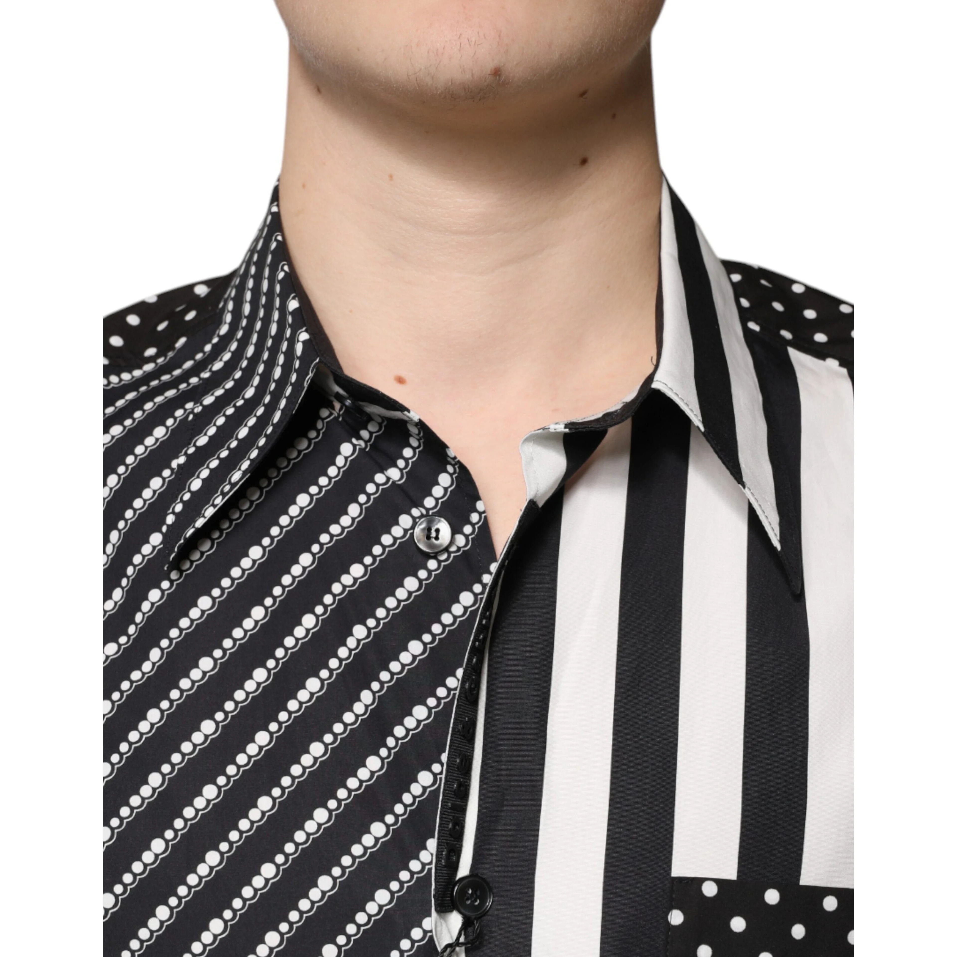 Black White Striped Button Down Casual Shirt
