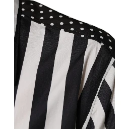 Black White Striped Button Down Casual Shirt