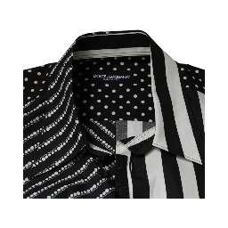 Black White Striped Button Down Casual Shirt