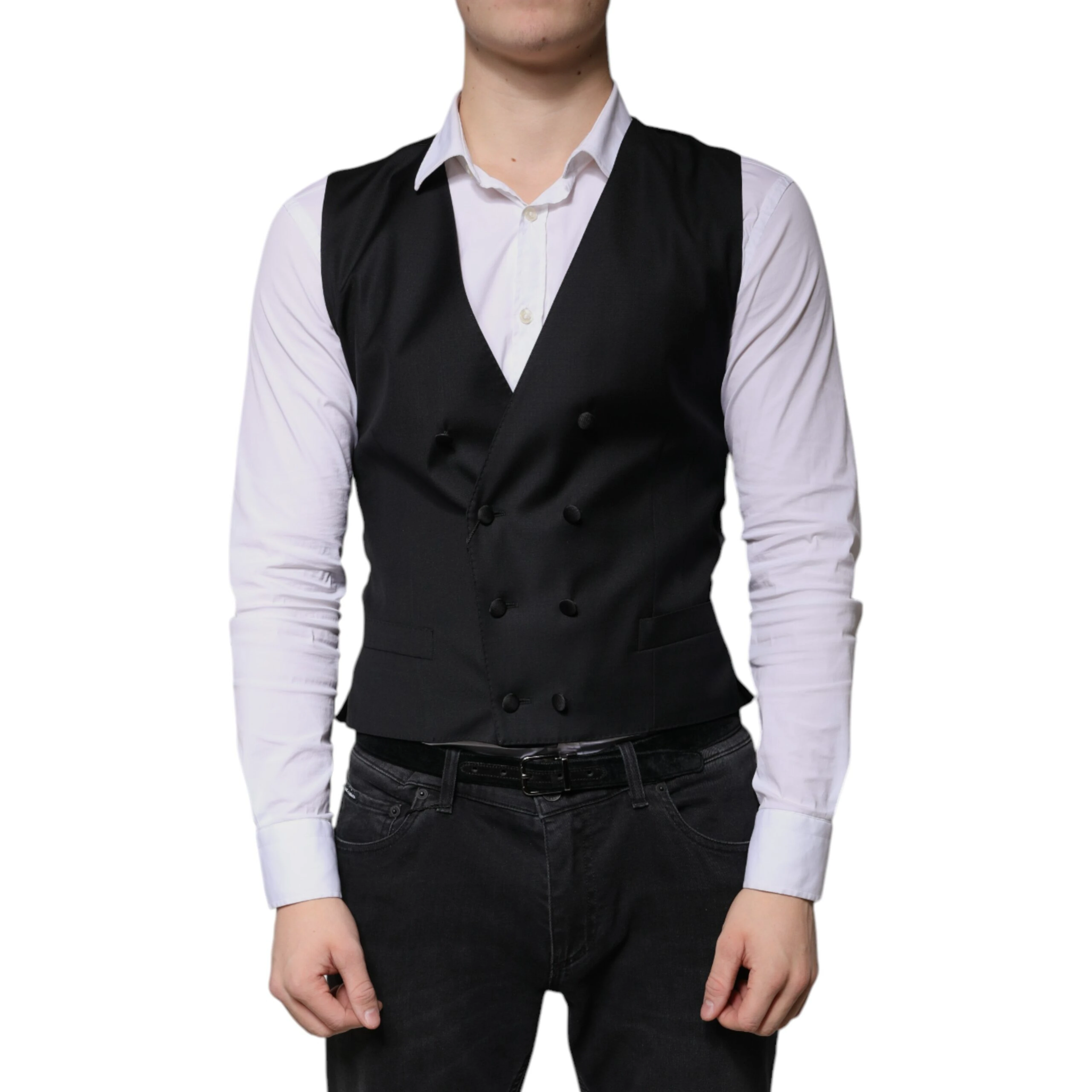 Black Wool Formal Dress Men Waistcoat Vest