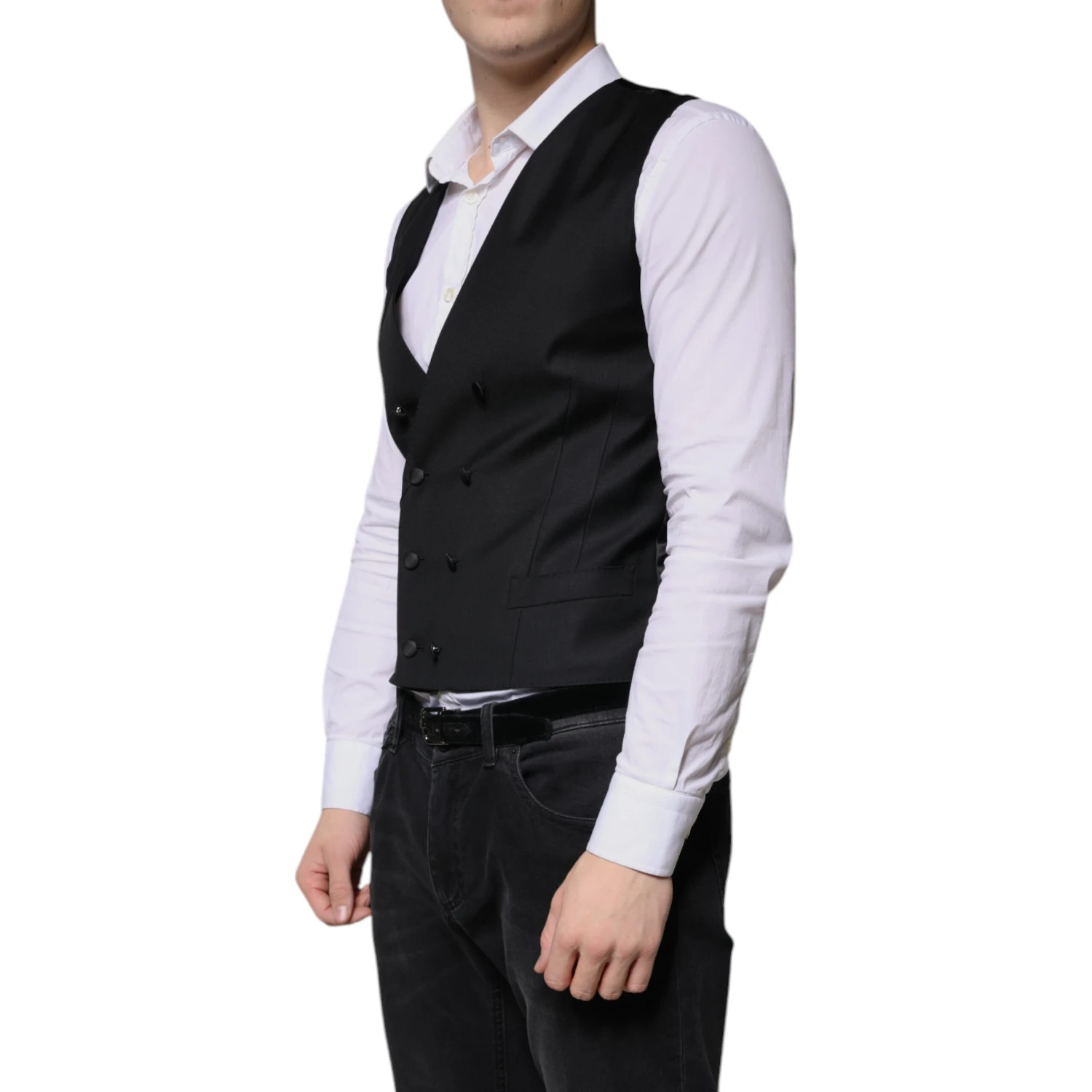Black Wool Formal Dress Men Waistcoat Vest