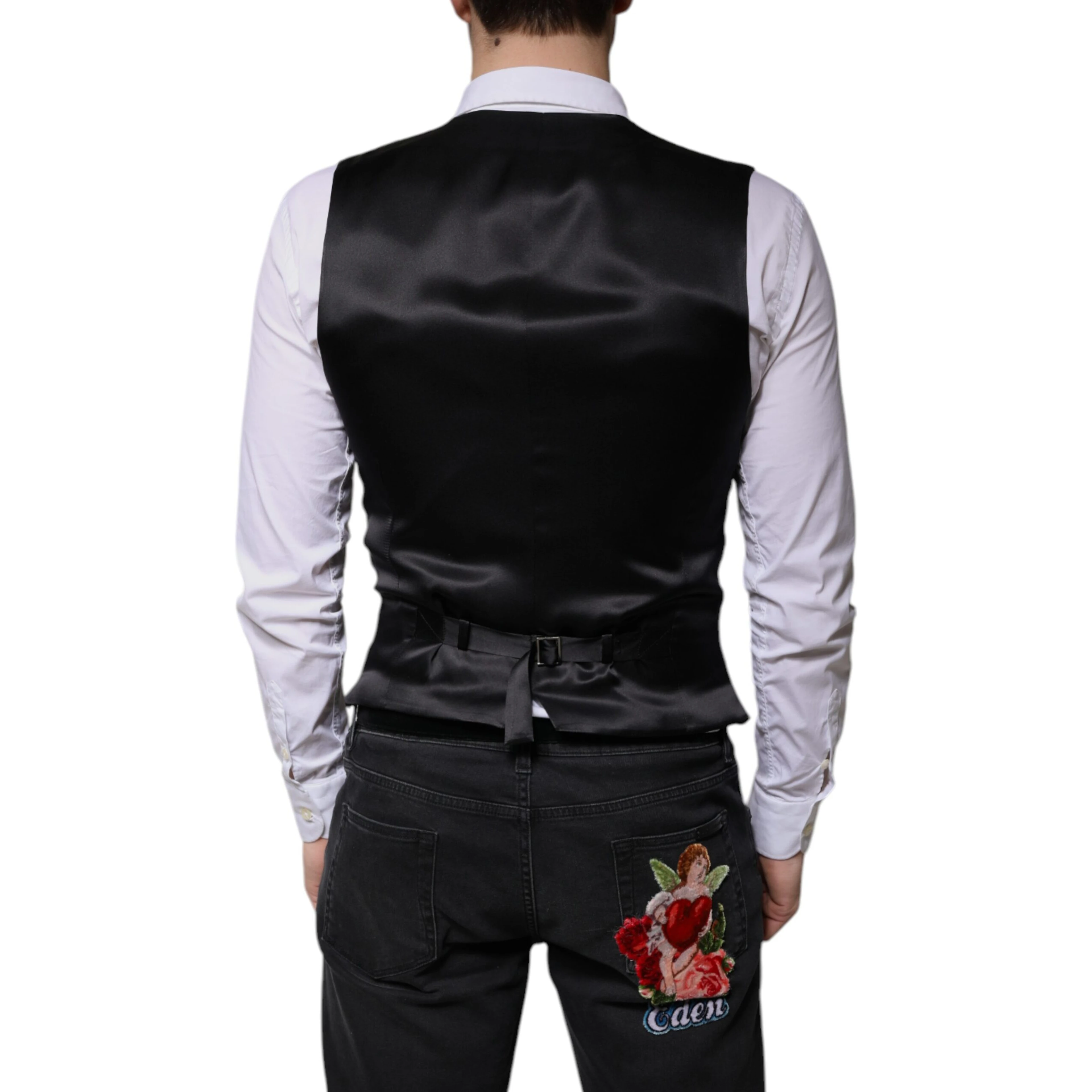 Black Wool Formal Dress Men Waistcoat Vest