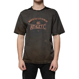 Brown Graphic Print Cotton Round Neck T-shirt