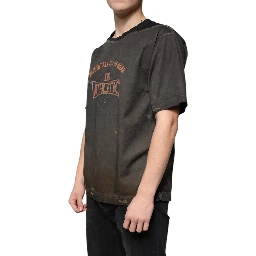 Brown Graphic Print Cotton Round Neck T-shirt