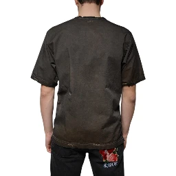Brown Graphic Print Cotton Round Neck T-shirt