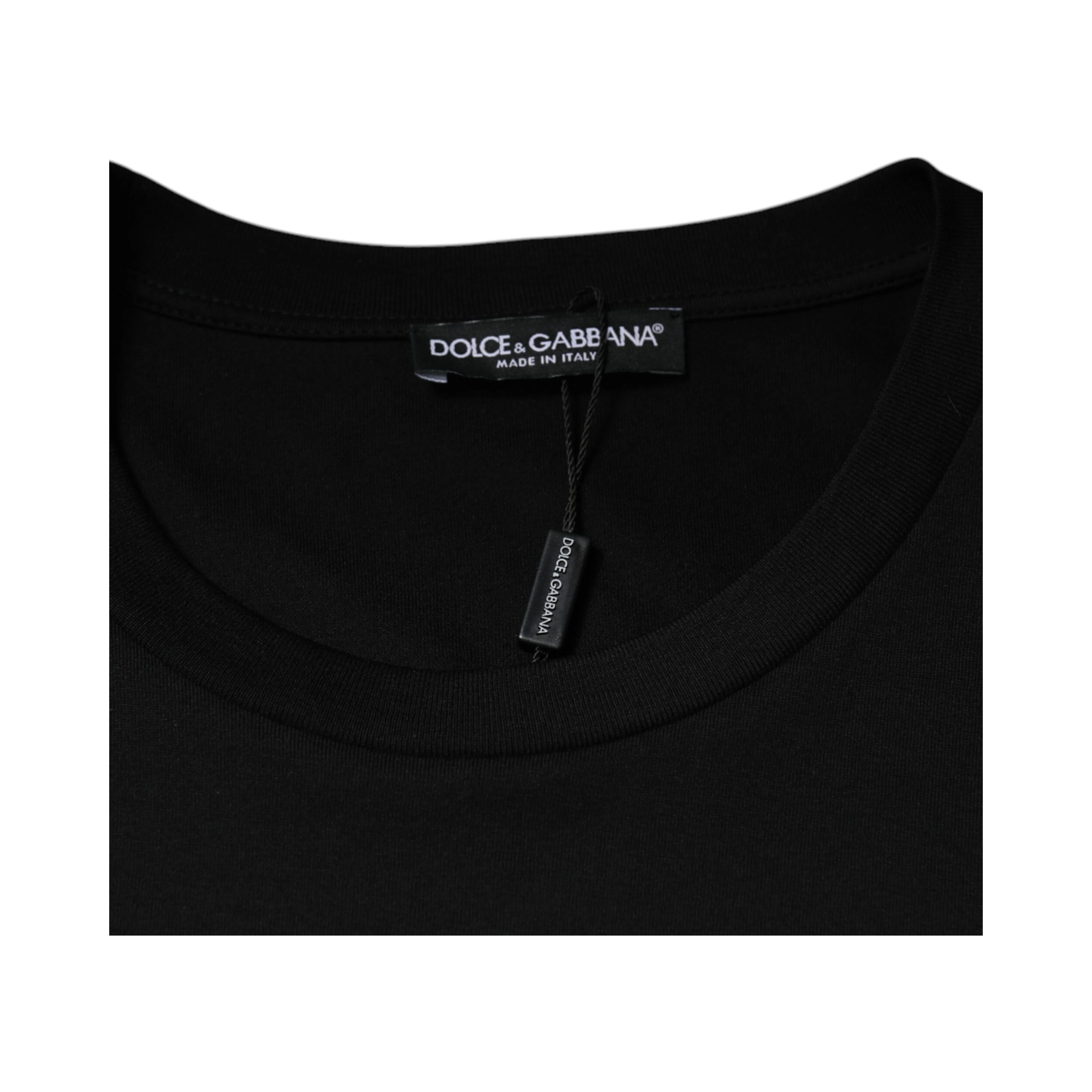 Black Cotton Crew Neck Short Sleeves T-shirt
