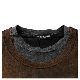 Brown Cotton Crew Neck Sleeveless T-shirt