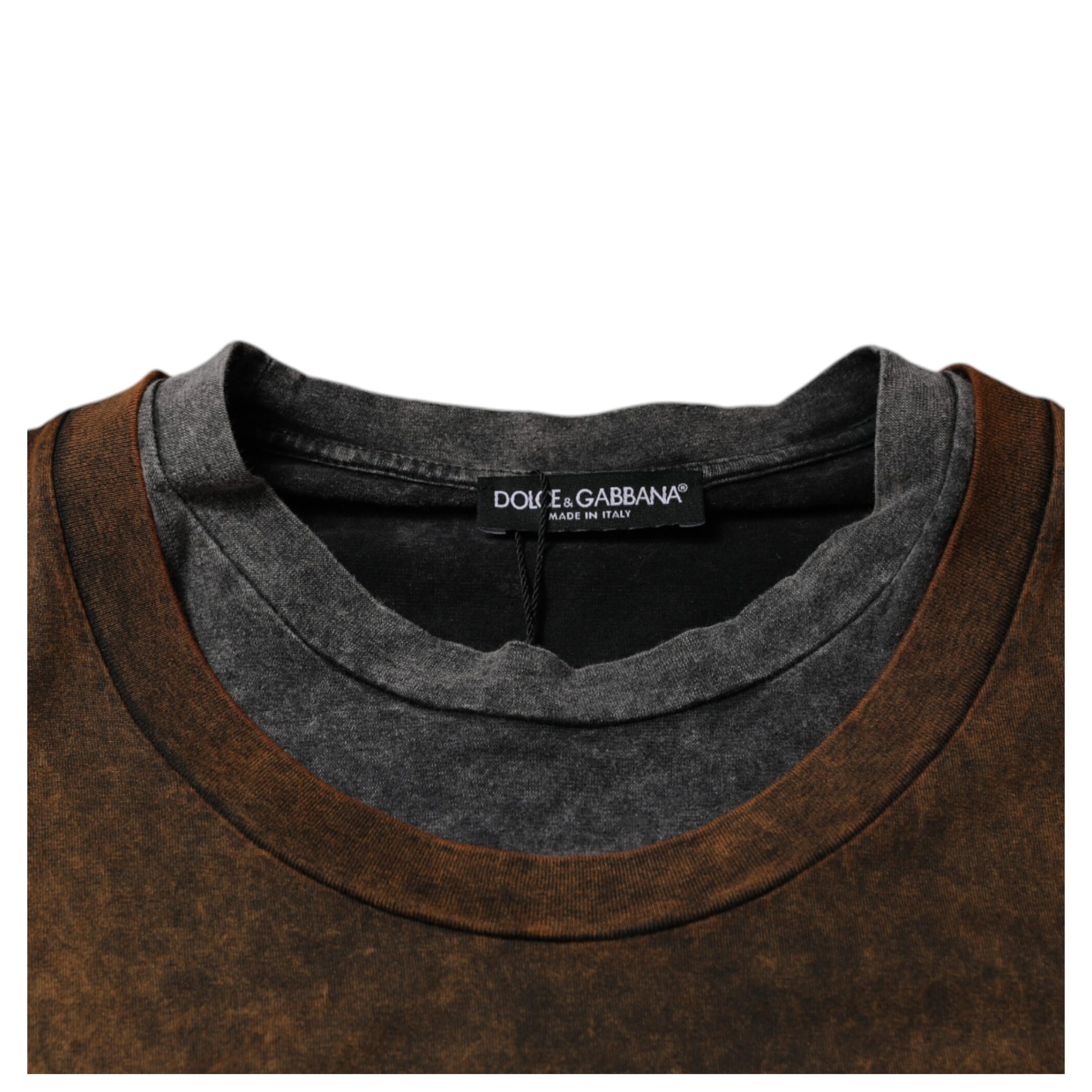 Brown Cotton Crew Neck Sleeveless T-shirt