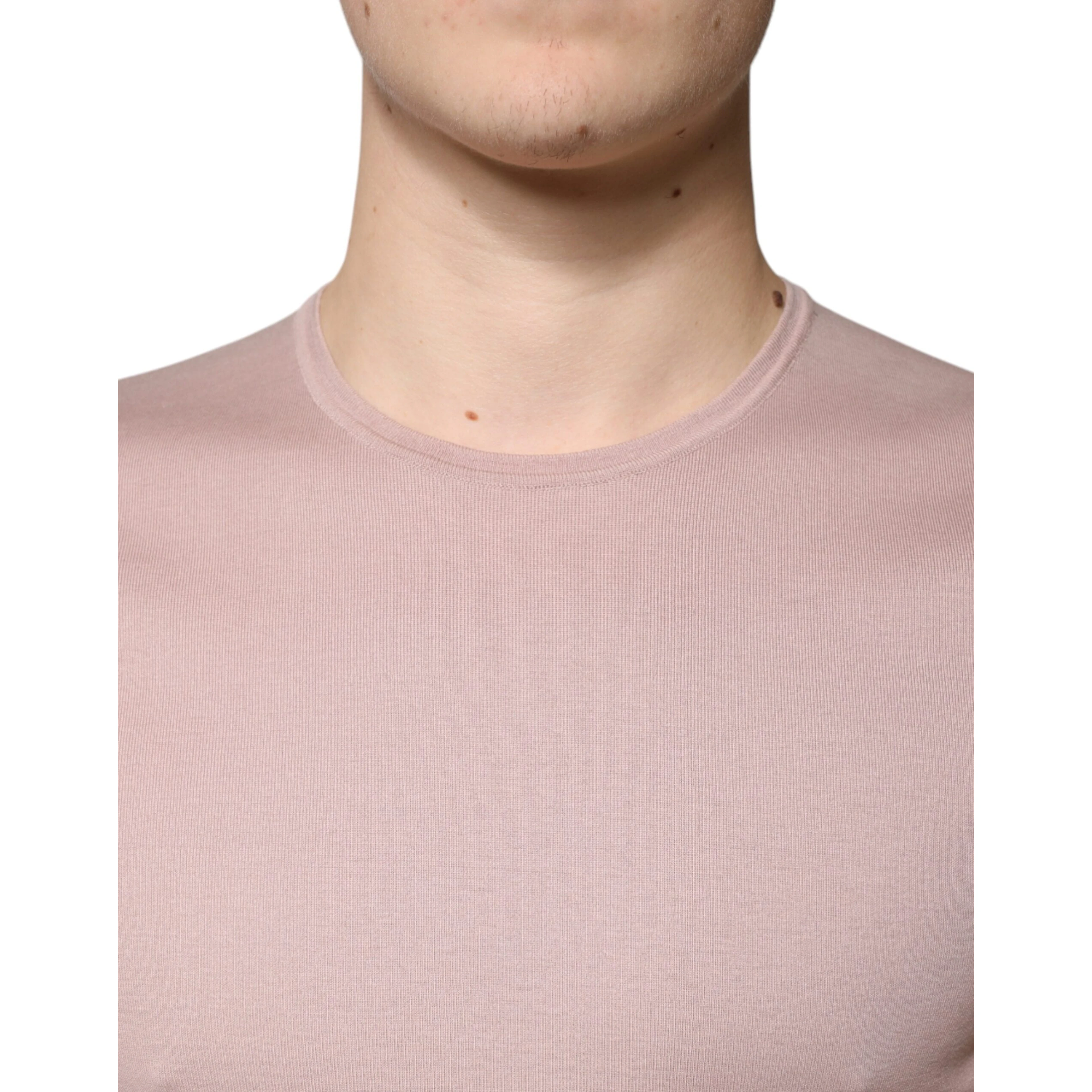 Brown Cotton Short Sleeves Round Neck T-shirt