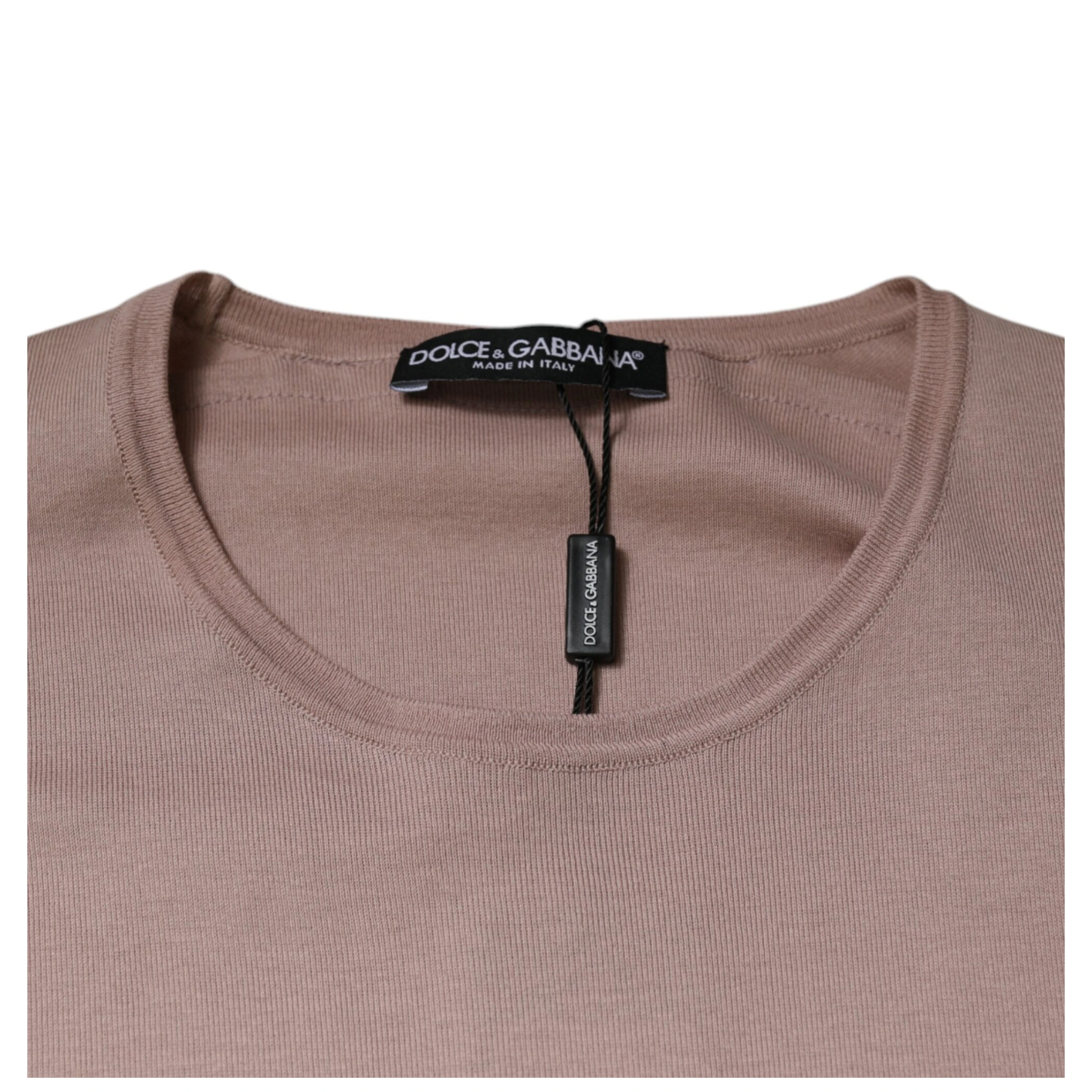 Brown Cotton Short Sleeves Round Neck T-shirt