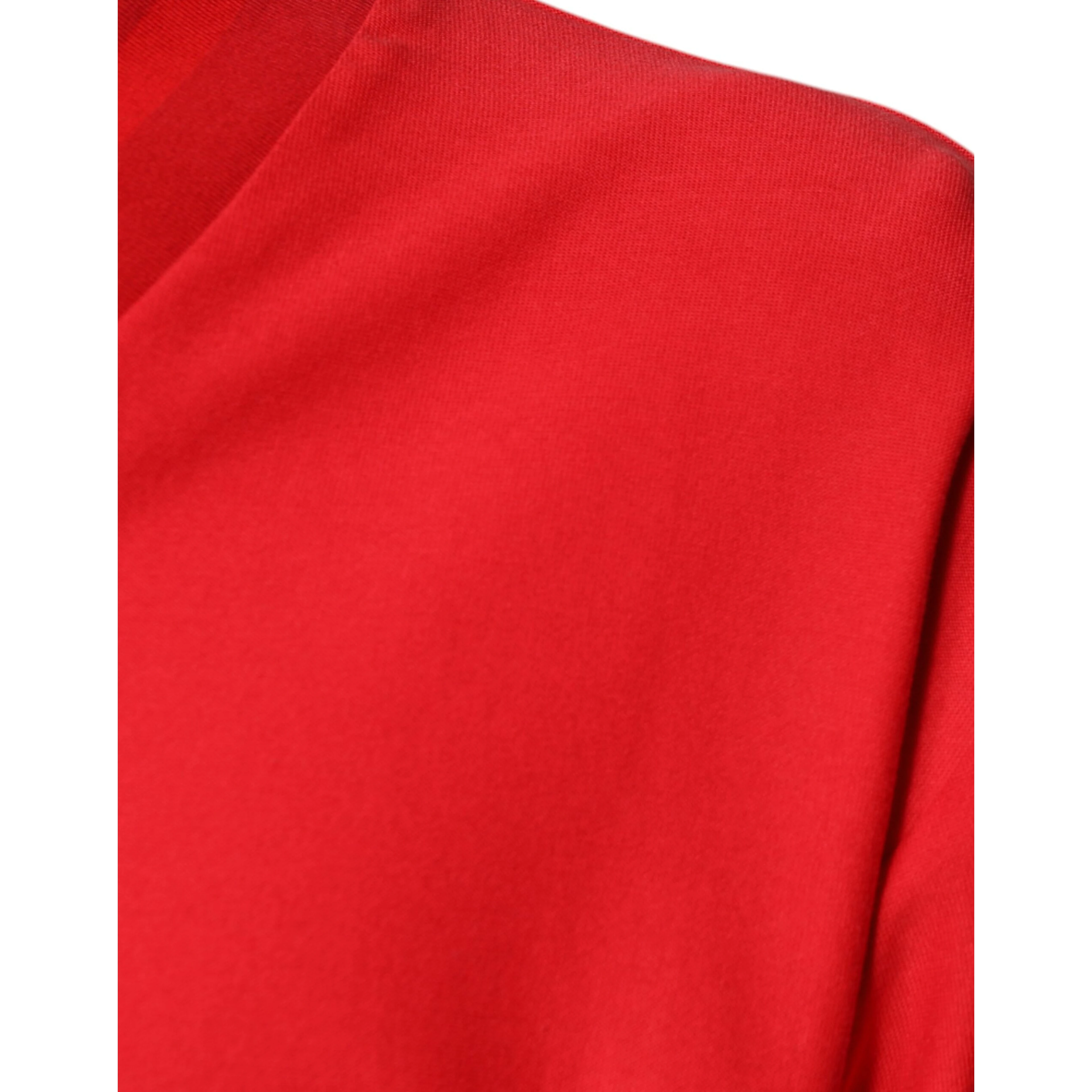 Red Cotton V-neck Short Sleeves T-shirt