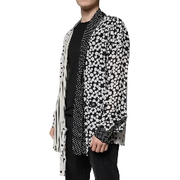 Black White Polka Dots Silk Men Casual Shirt