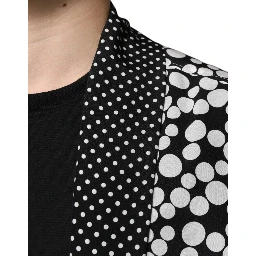 Black White Polka Dots Silk Men Casual Shirt