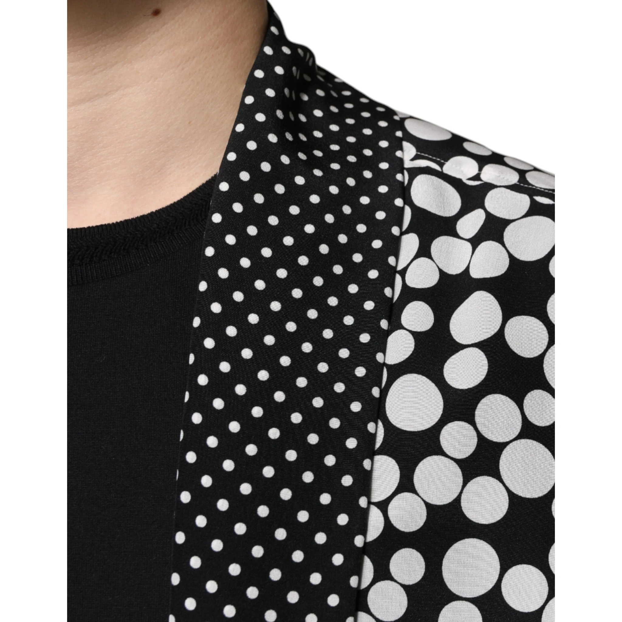 Black White Polka Dots Silk Men Casual Shirt