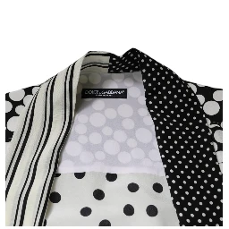 Black White Polka Dots Silk Men Casual Shirt