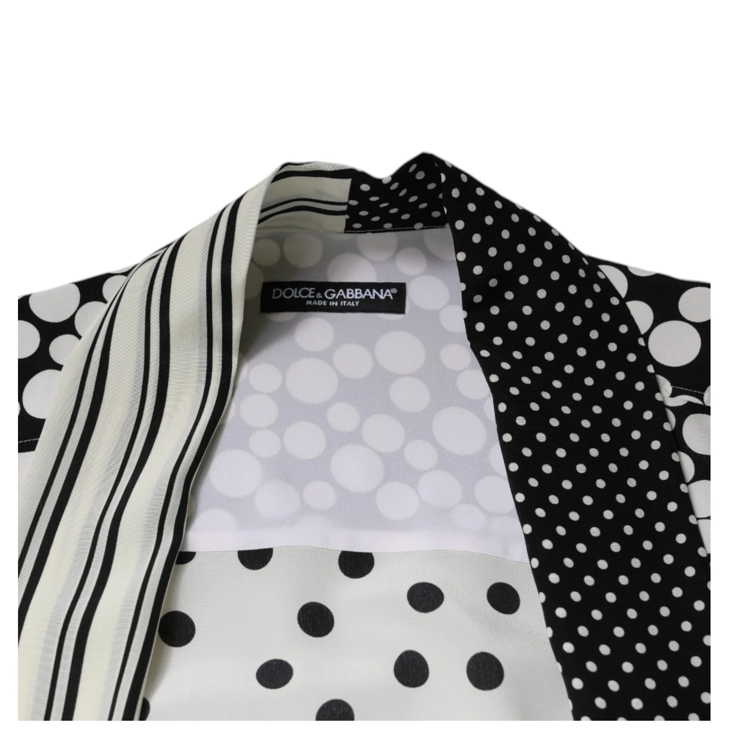 Black White Polka Dots Silk Men Casual Shirt