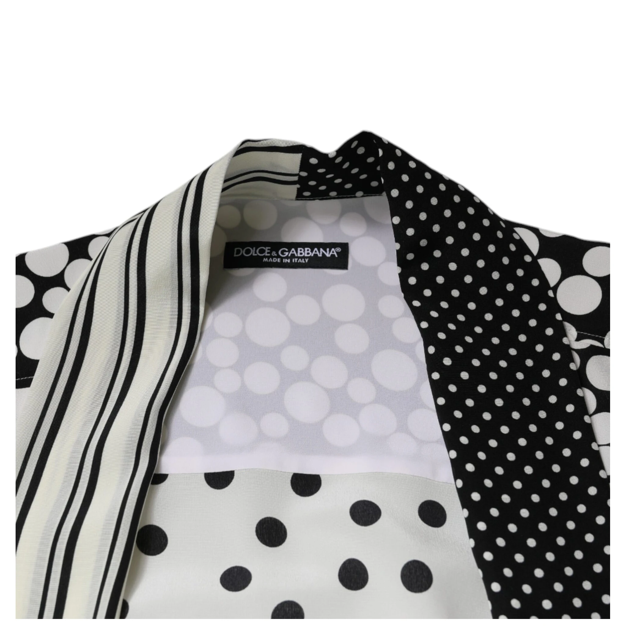 Black White Polka Dots Silk Men Casual Shirt