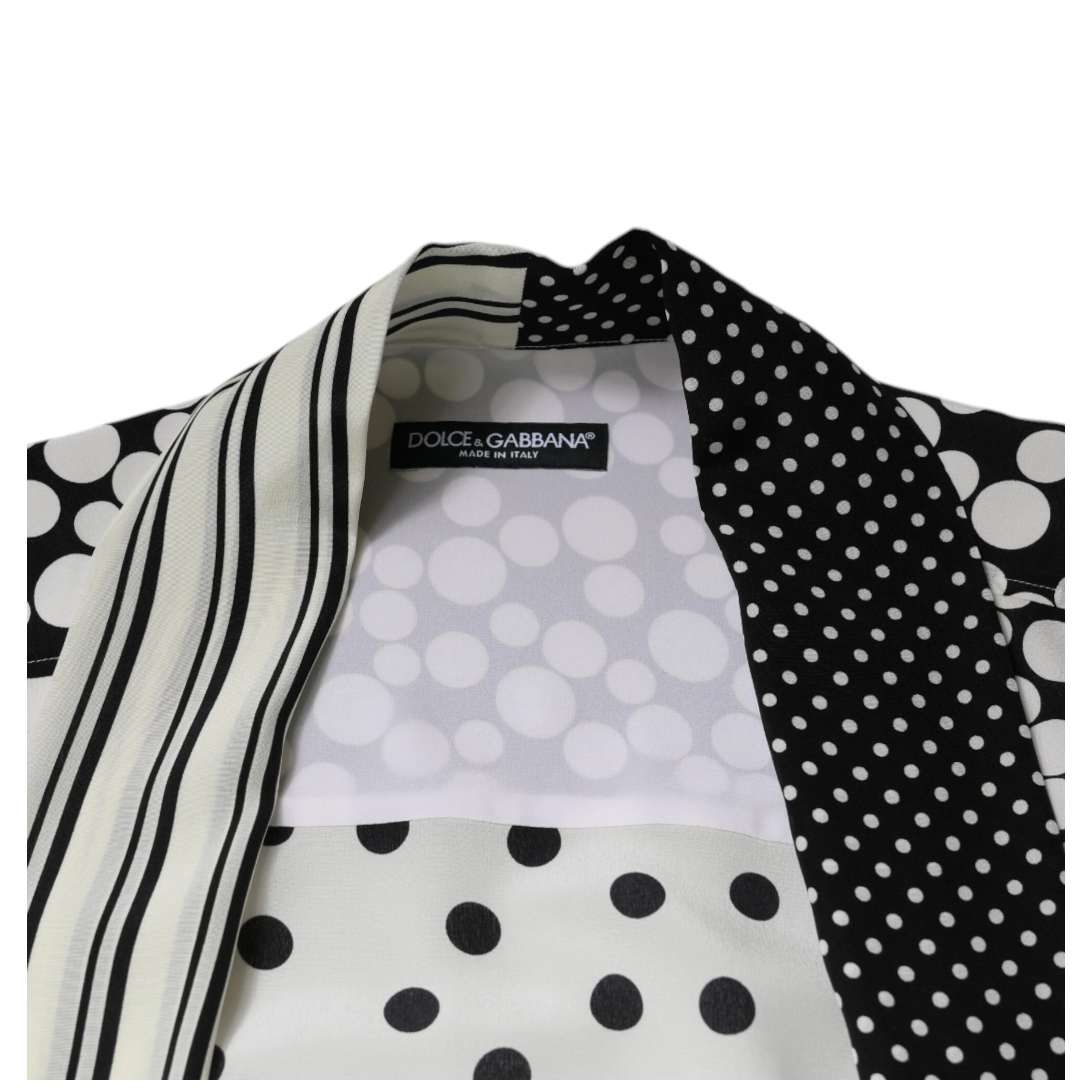 Black White Polka Dots Silk Men Casual Shirt