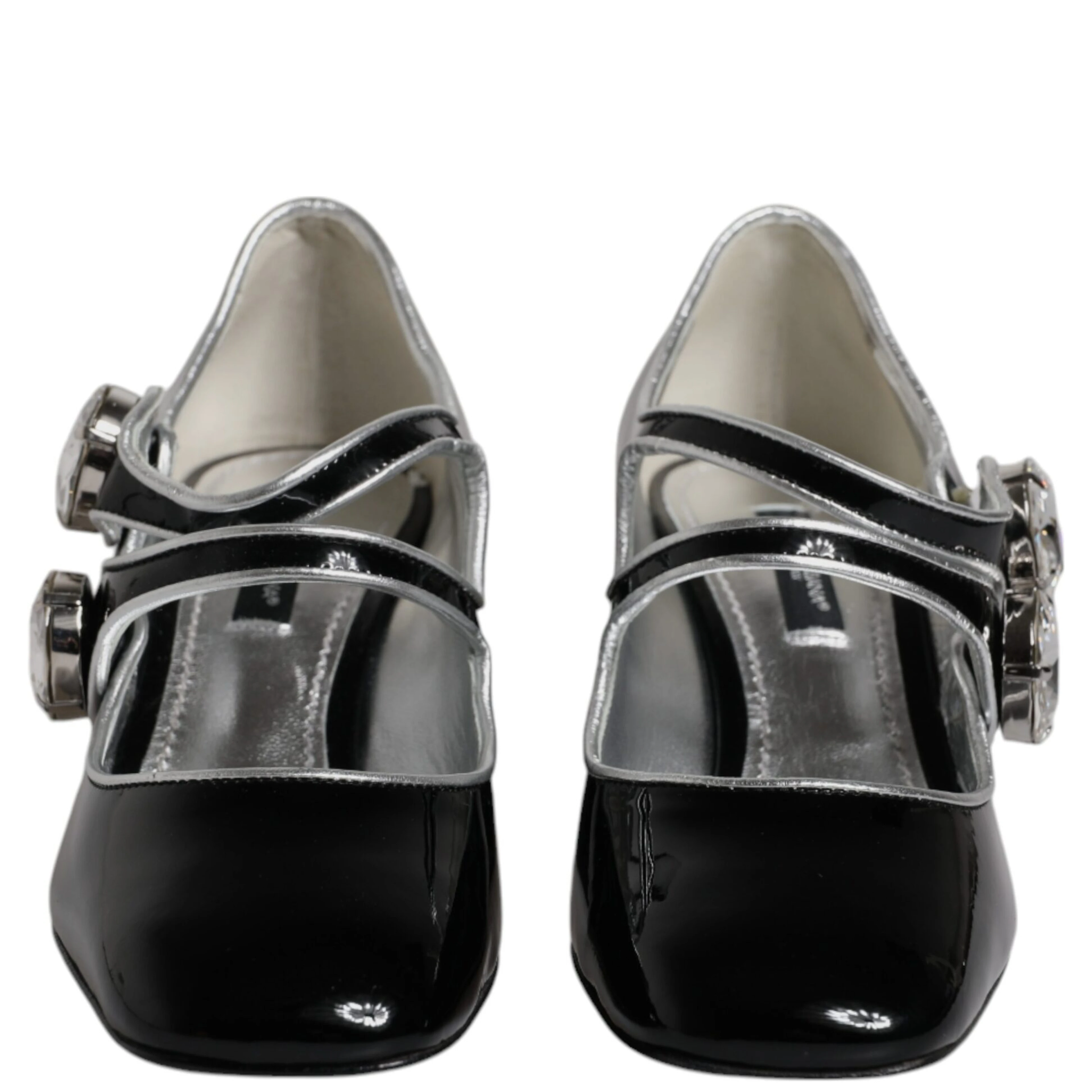 Black Patent Leather Crystal Mary Jane Pumps Shoes